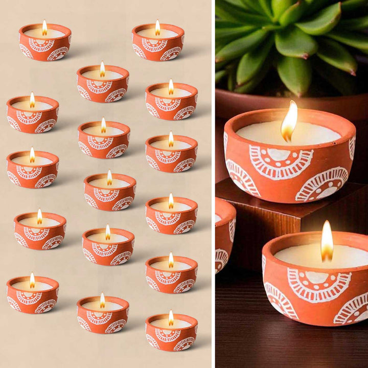 Set of 16 | Hand-Painted Rainbow Terracotta Soy Wax Candle