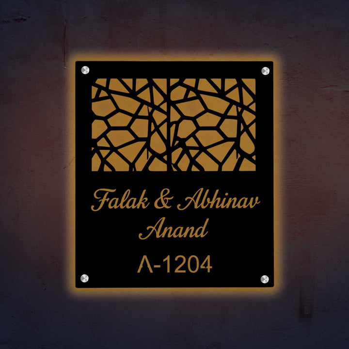 Personalized Laser Cut Square Mesh Stainless Steel Name Plate