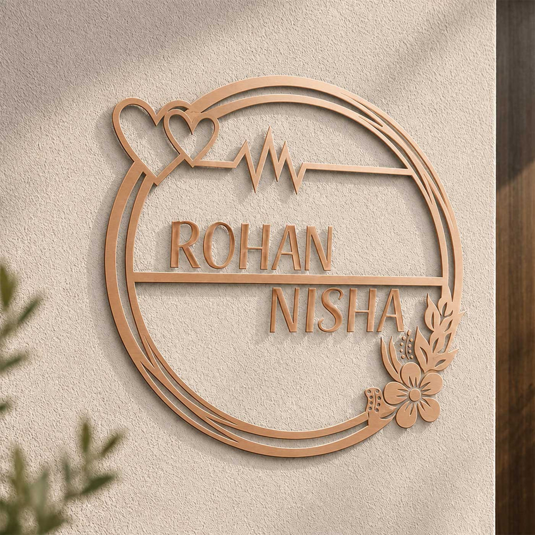 "Eternal Love" Circular Personalized Weatherproof Stainless Steel Name Plate For Couples
