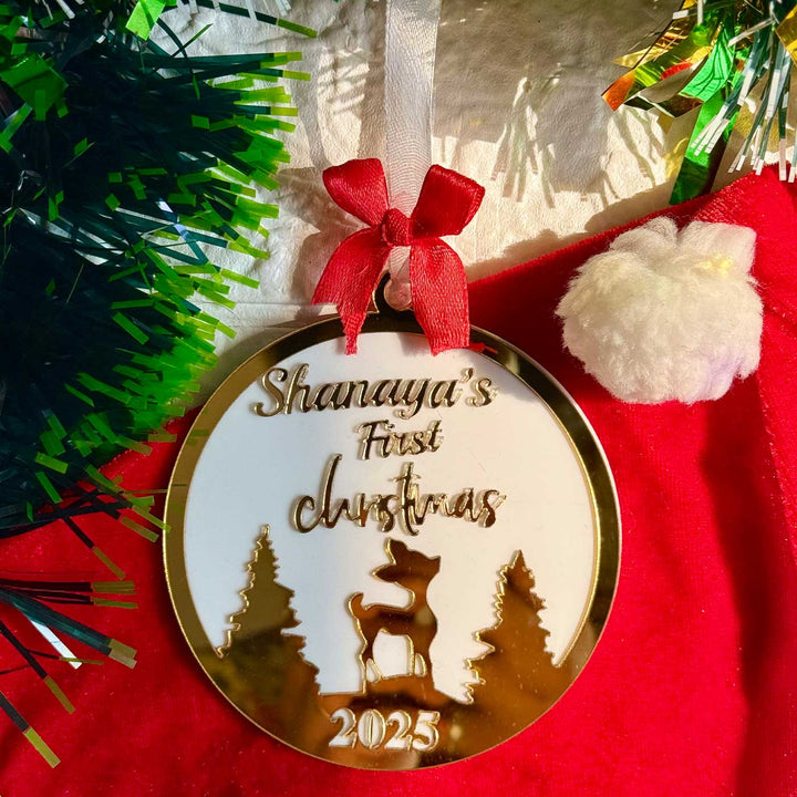 Personalized Acrylic Golden First Christmas Ornament