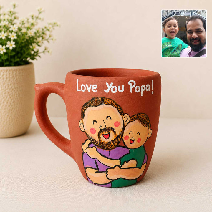 Handpainted Personalised 3D Terracotta Mug with Caricatures