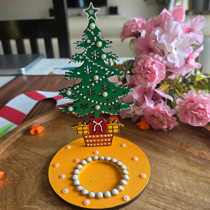 Handmade Wooden Christmas Tree Tealight Holder