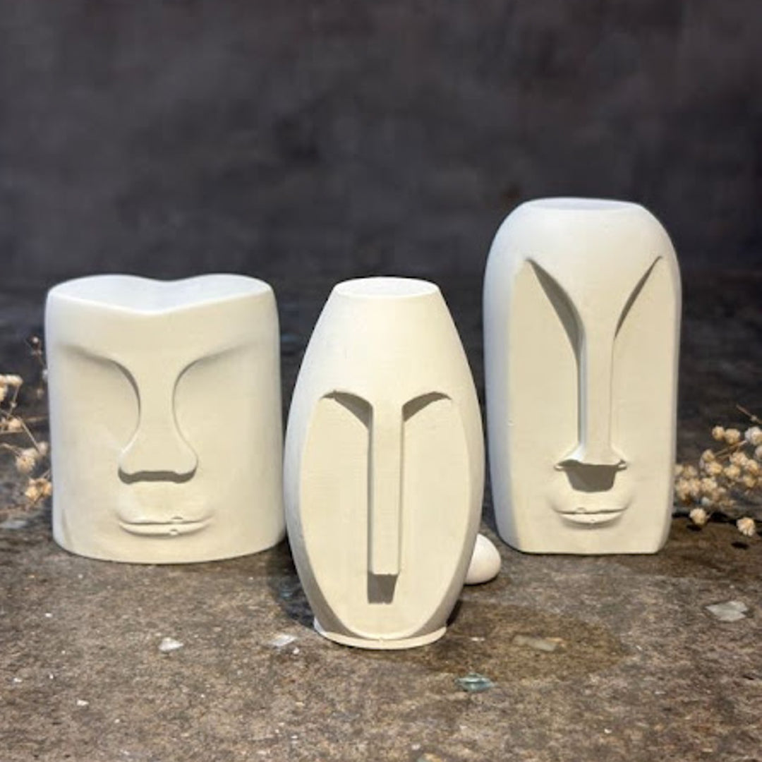 Handmade Concrete Trio Muse Hamper | Includes 3 Face Centerpiece