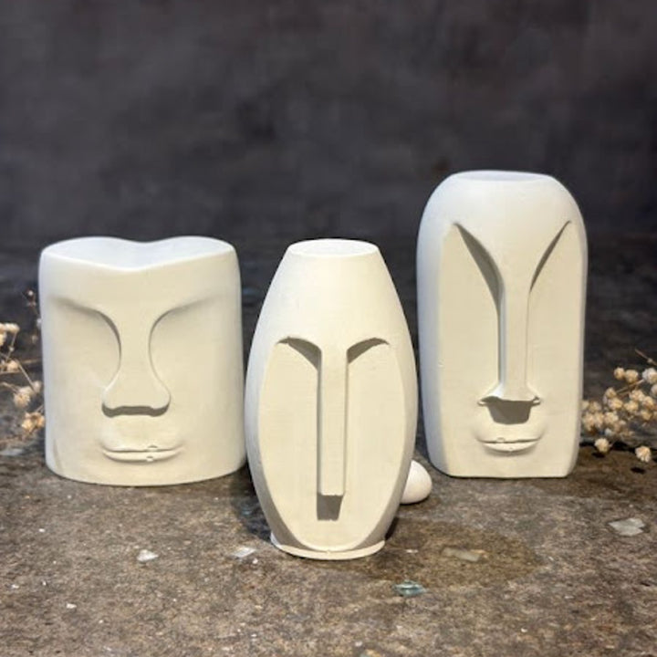 Handmade Concrete Trio Muse Hamper | Includes 3 Face Centerpiece