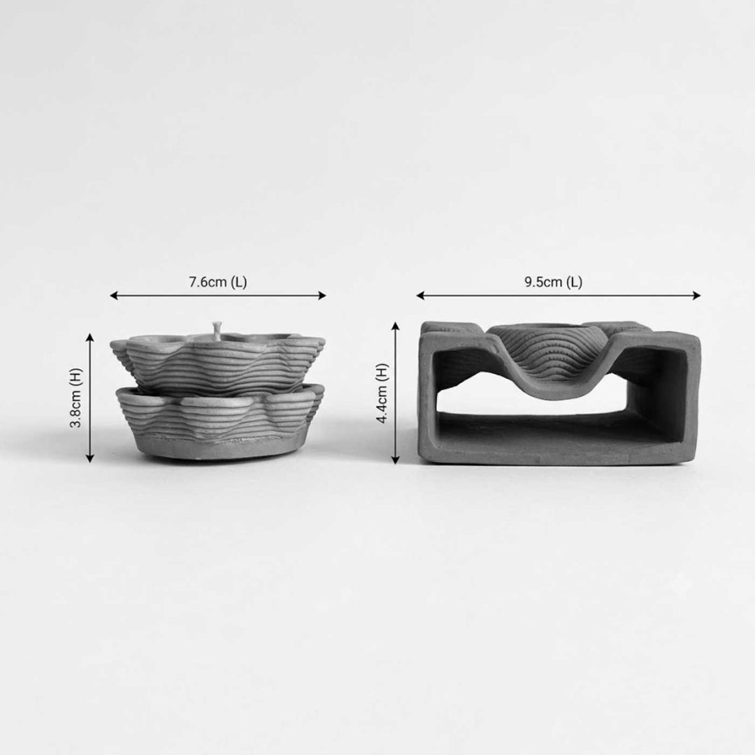 3D Printed Terracotta Tealight Diya With Base Stand For Festive Decor