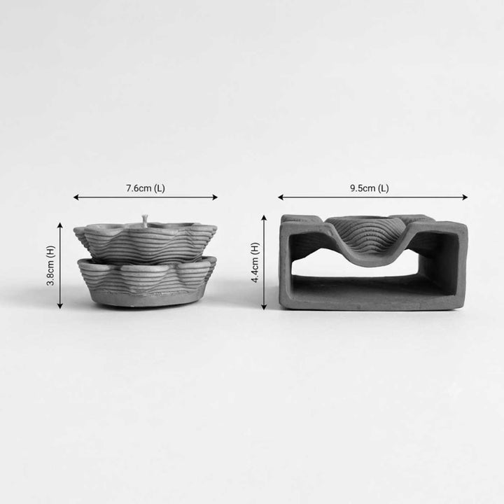 3D Printed Terracotta Tealight Diya With Base Stand For Festive Decor