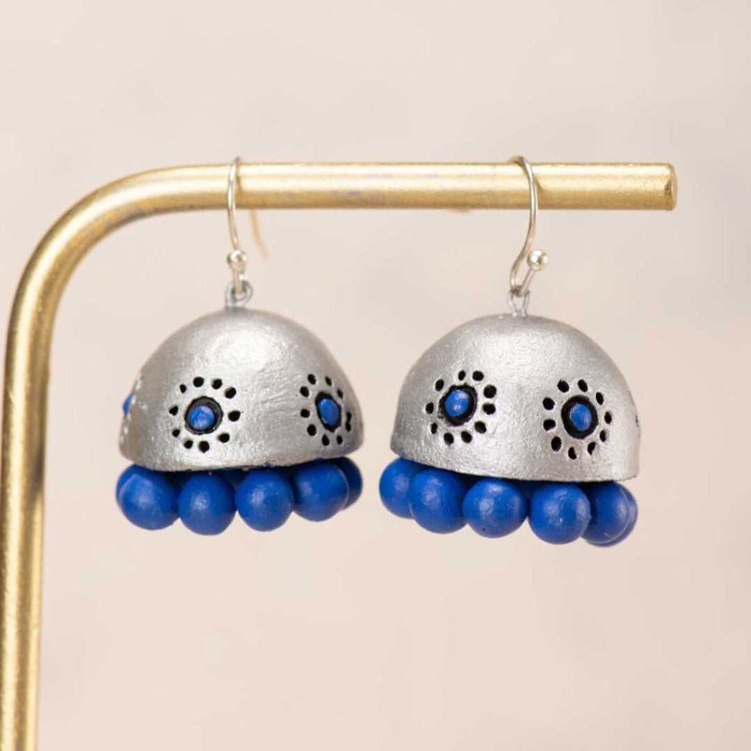 Handmade Classic Silver Dome Terracotta Earrings