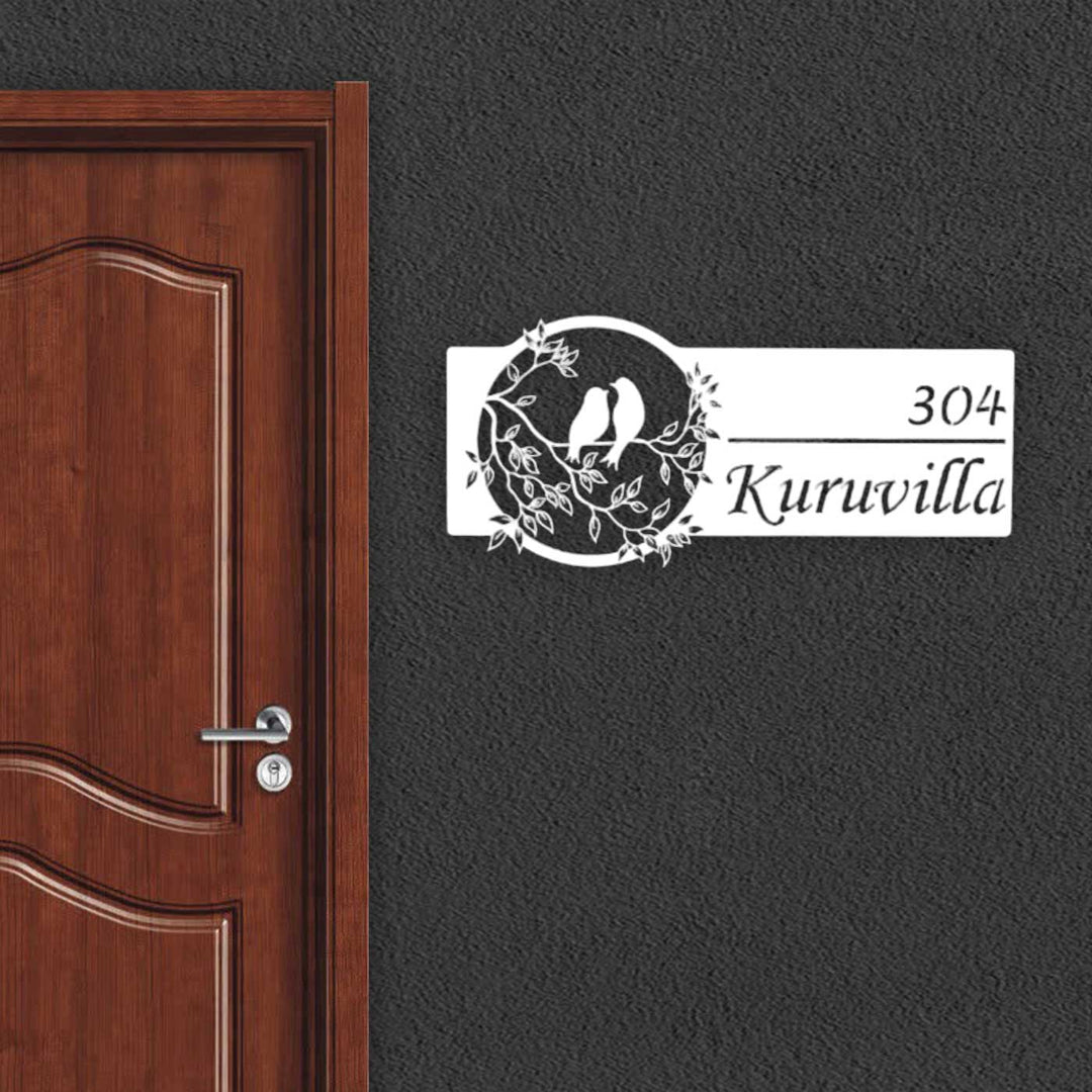 Personalized Bird Themed Weatherproof Name Plate With House Number - Mounted on Entryway Wall (13)