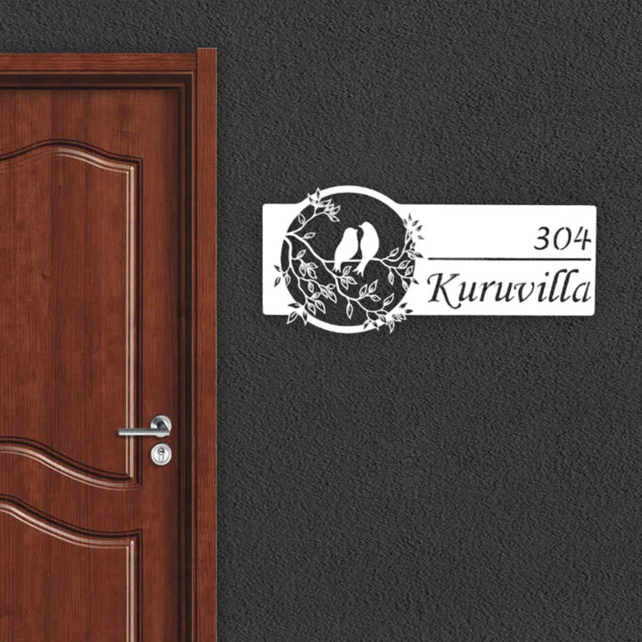 Personalized Bird Themed Weatherproof Name Plate With House Number - Mounted on Entryway Wall (13)