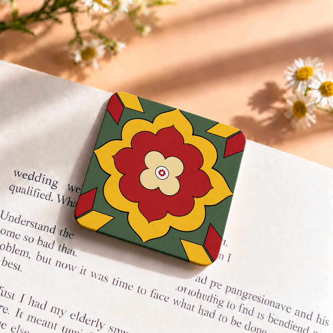 Set Of 6 | Hand-Painted Aathangudi Tiles Festive Themed Magnetic Bookmarks