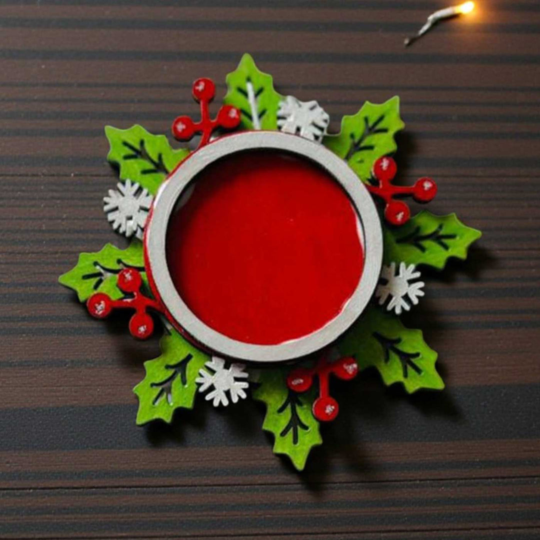 Hand-Painted Snowflake Wooden Tealight Holder For Christmas Decoration