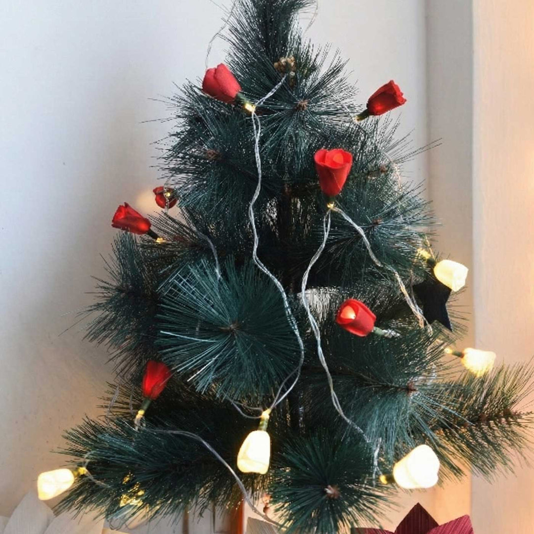 3M, 10 Bulbs | Handmade Sholapith String White And Red Fairy Light