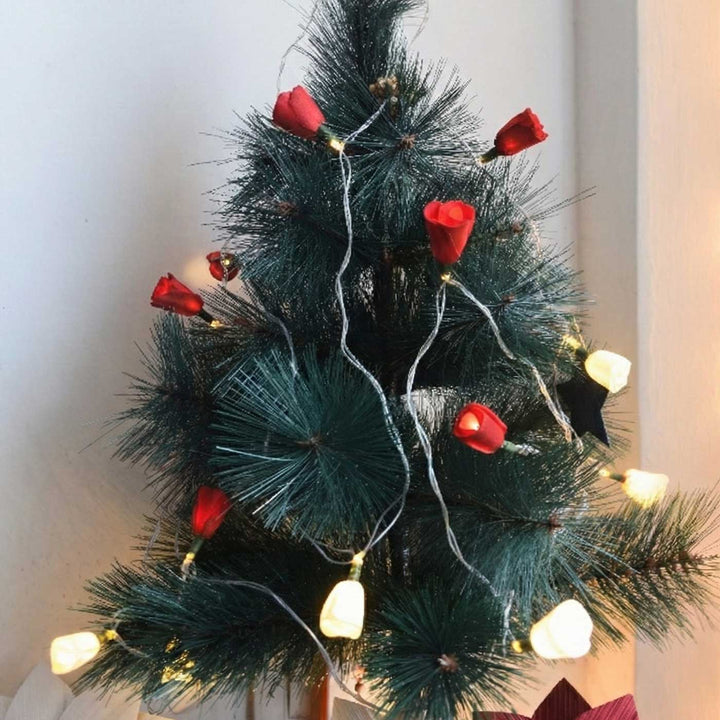 3M, 10 Bulbs | Handmade Sholapith String White And Red Fairy Light