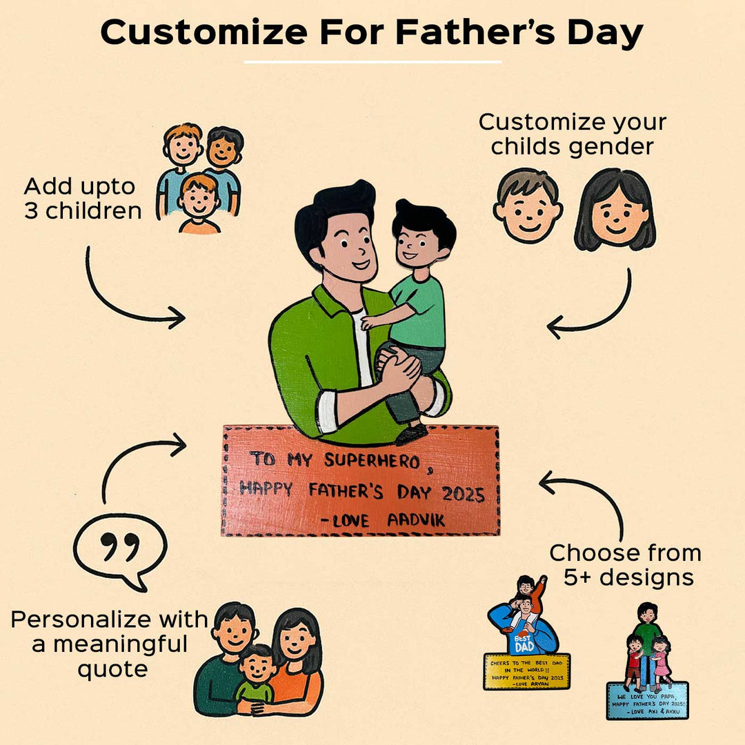 Personalized Caricature Cutout MDF Wood Fridge Magnet For Fathers