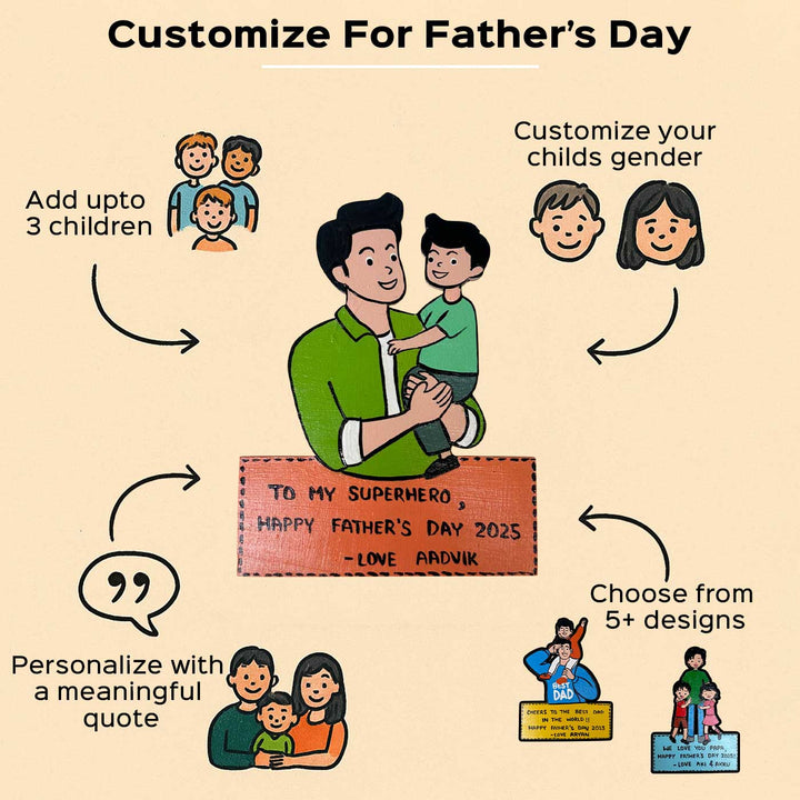 Personalized Caricature Cutout MDF Wood Fridge Magnet For Fathers