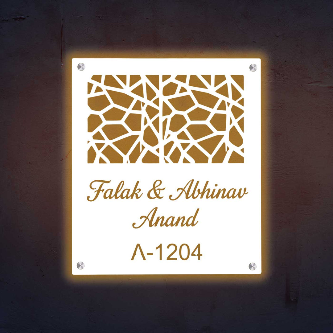 Personalized Laser Cut Square Mesh Stainless Steel Name Plate
