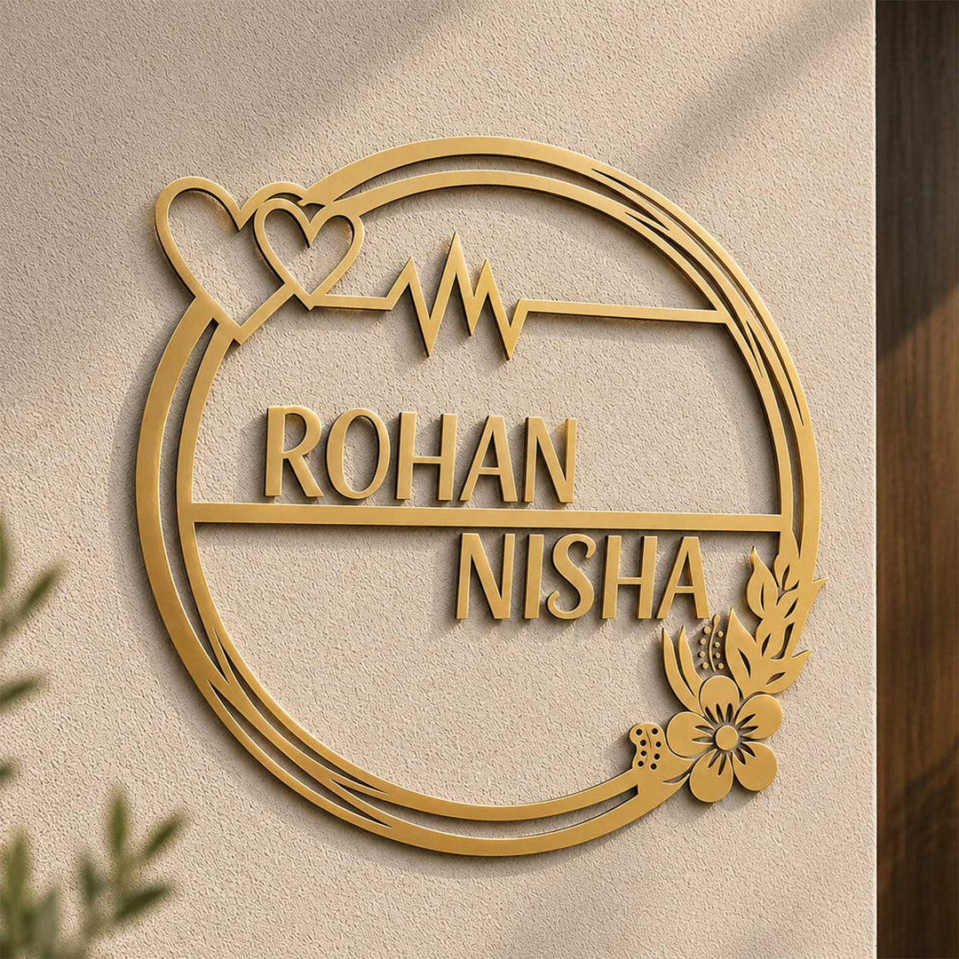 "Eternal Love" Circular Personalized Weatherproof Stainless Steel Name Plate For Couples