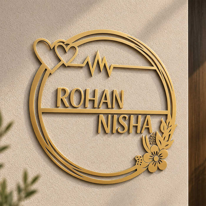 "Eternal Love" Circular Personalized Weatherproof Stainless Steel Name Plate For Couples