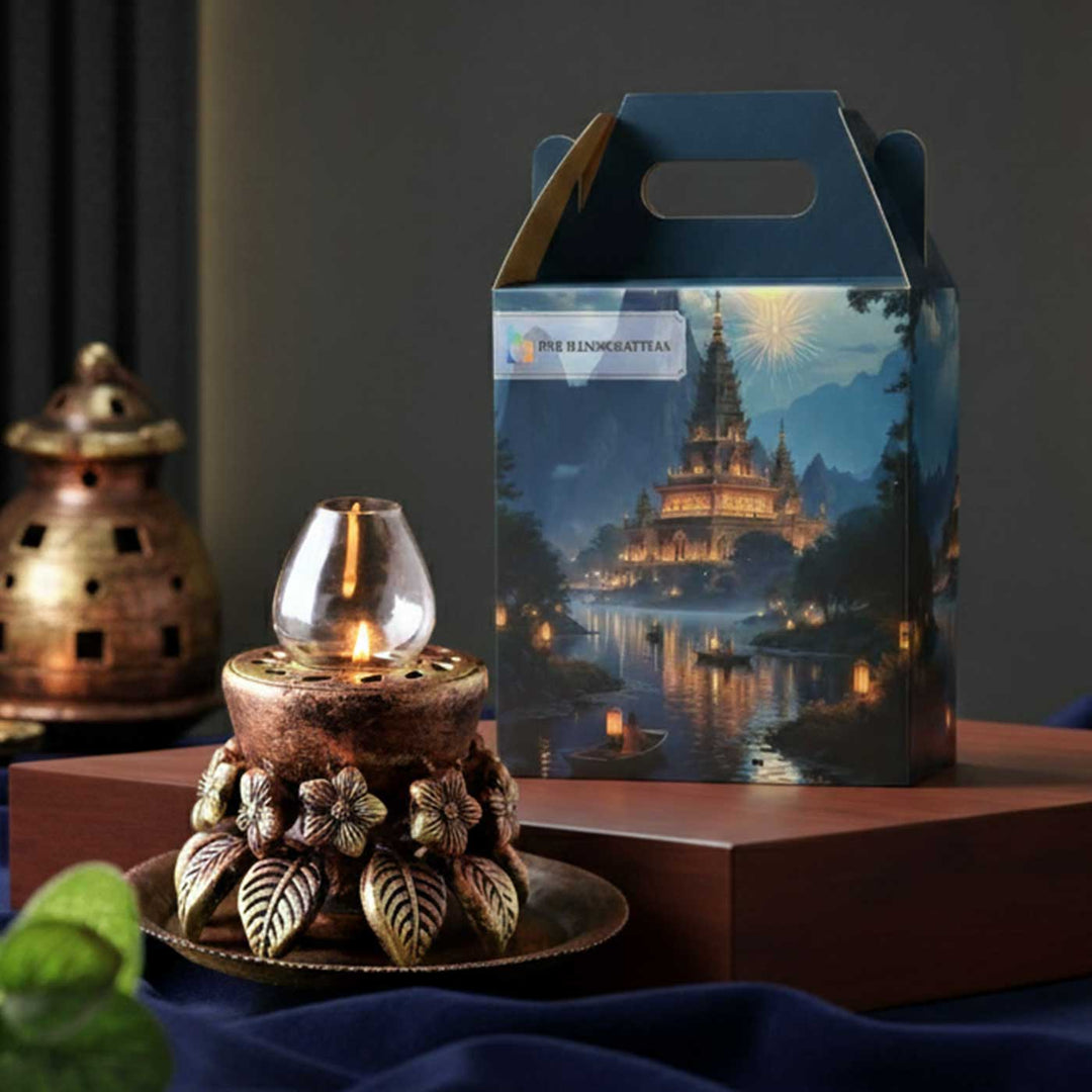 Handmade Lotus Terracotta Akhand Jyot Diya / Oil Lamp