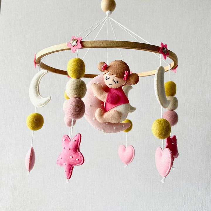 Personalized Handmade Dreamy Princess Bella Felt Cot Mobile For Newborns