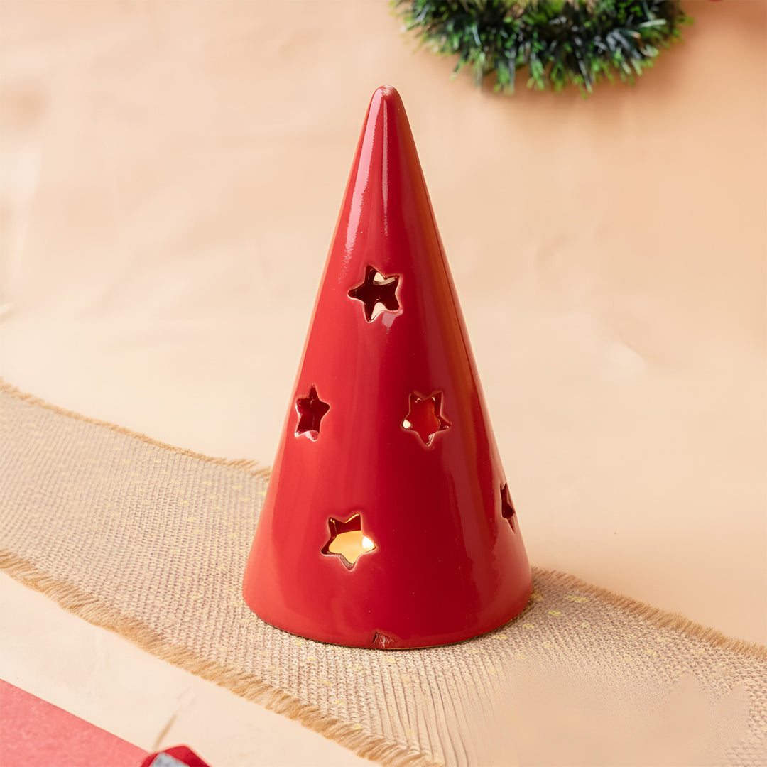 Handmade Holiday Hearth Ceramic Tealight Holder For Christmas Decoration