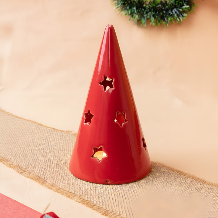 Handmade Holiday Hearth Ceramic Tealight Holder For Christmas Decoration