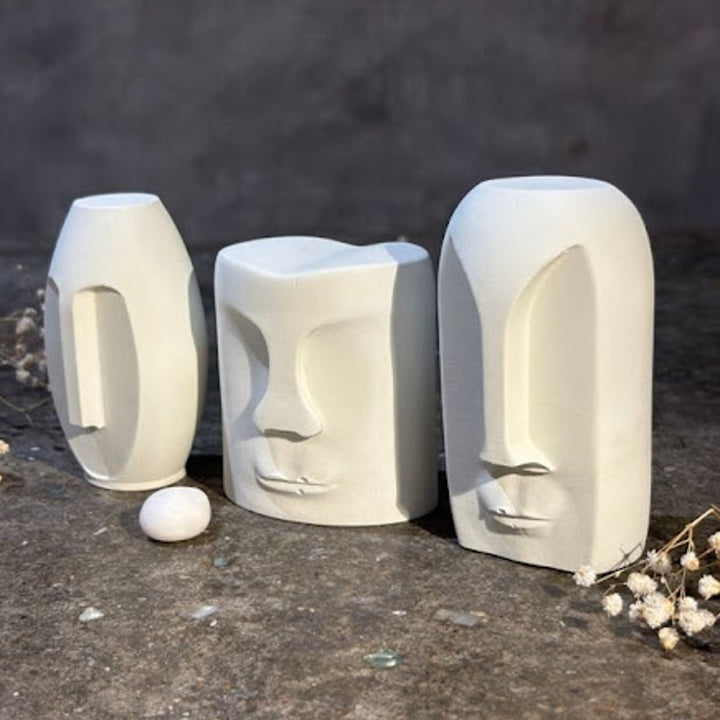 Handmade Concrete Trio Muse Hamper | Includes 3 Face Centerpiece