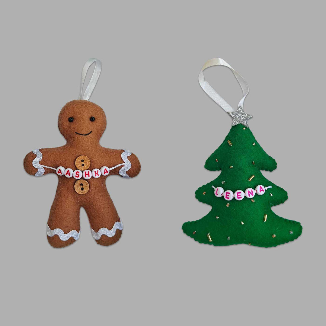Personalized Felt Ornaments For Christmas Tree Decoration | Set Of 2