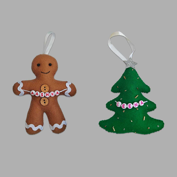 Personalized Felt Ornaments For Christmas Tree Decoration | Set Of 2