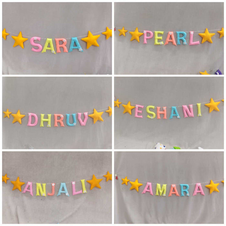 Handcrafted Personalized Star Themed Felt Bunting For Kids
