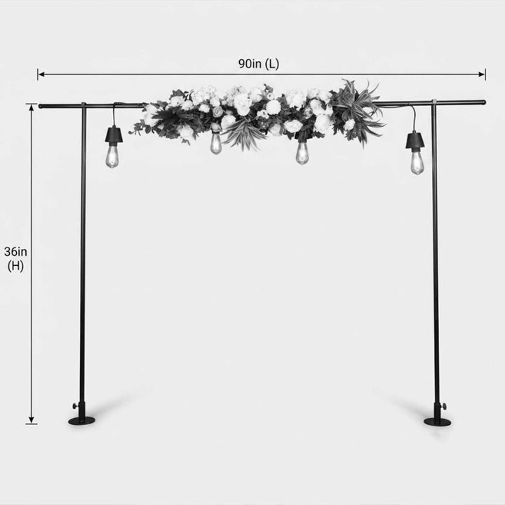Foldable Black Powder Coated Metal Table Decor Backdrop Stand With Storage Bag