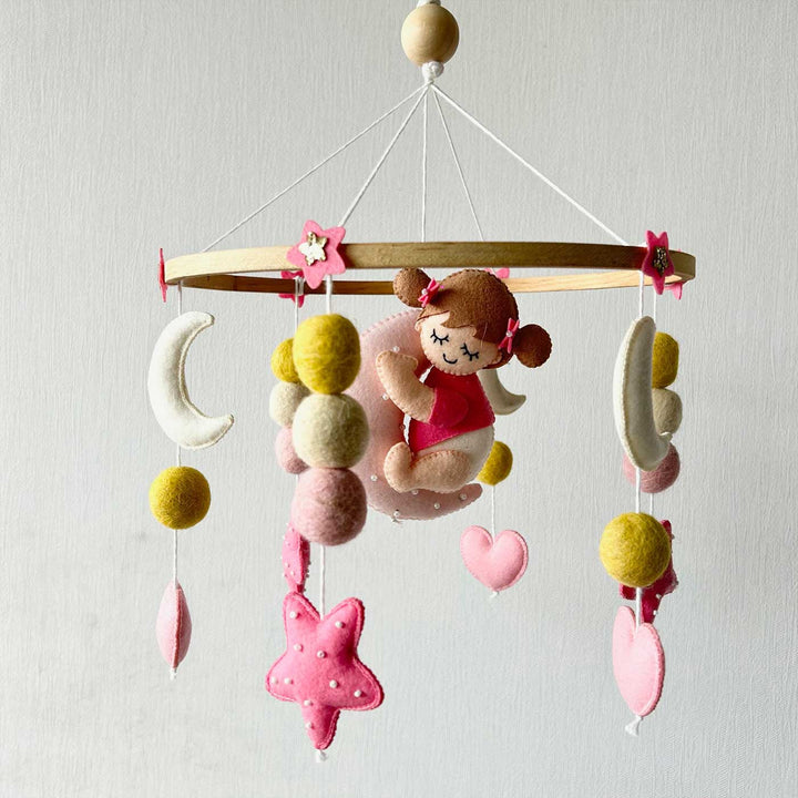 Personalized Handmade Dreamy Princess Bella Felt Cot Mobile For Newborns