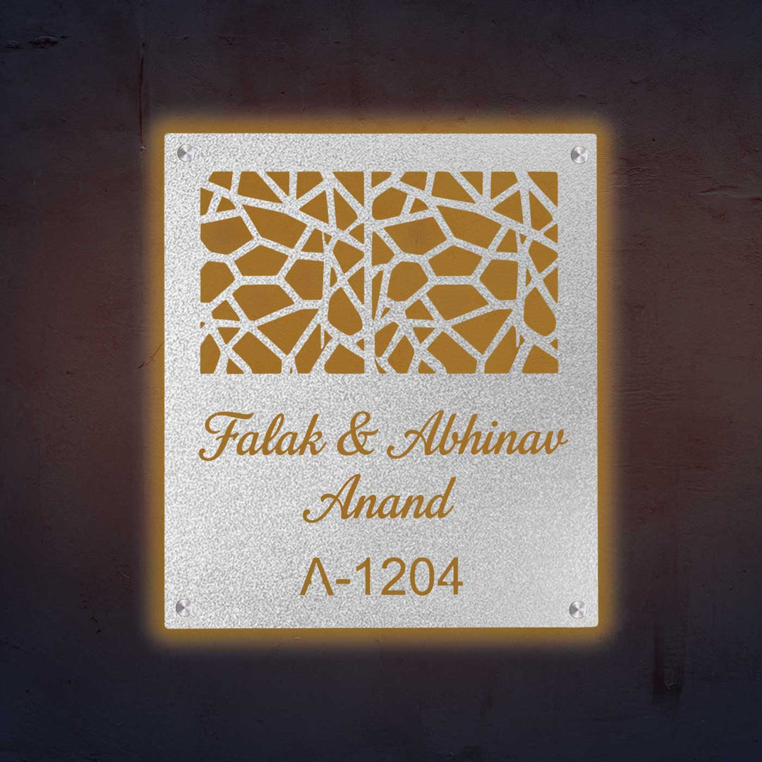 Personalized Laser Cut Square Mesh Stainless Steel Name Plate