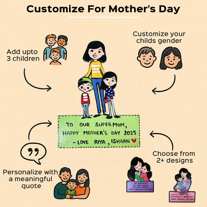 Personalized Caricature Cutout MDF Wood Fridge Magnet For Mothers