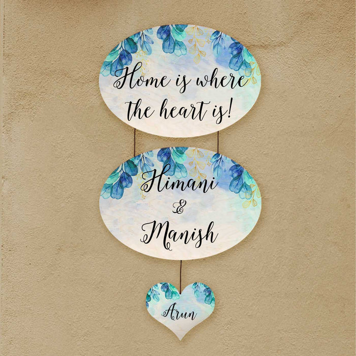 Personalized Printed Spring Blue Floral Wooden Oval Nameplate