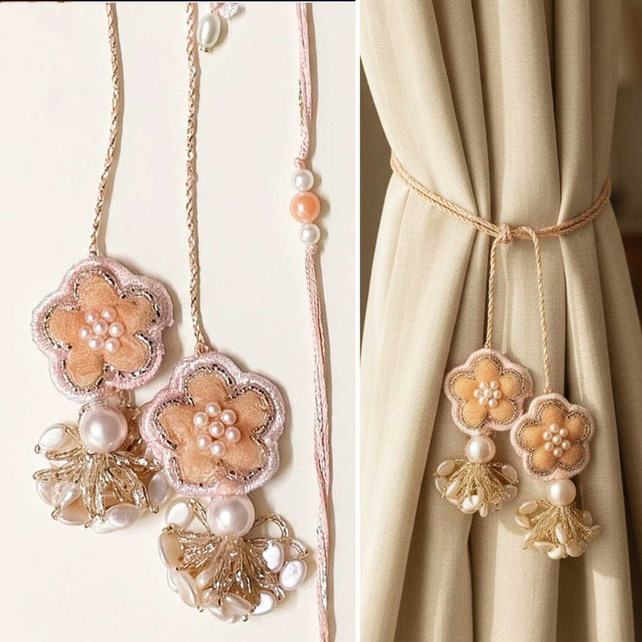Handmade Kanak Moti Pearl Couple Rakhi Lumba Set With Roli Chawal For Bhaiya Bhabhi