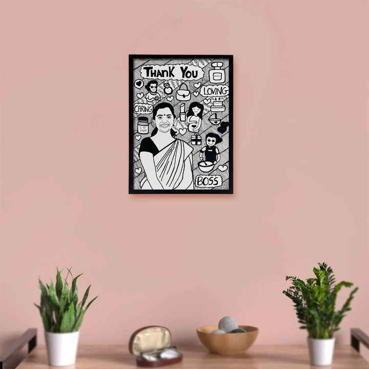 Photo Personalized Doodle Art Mother Black & White Decorative Plaque