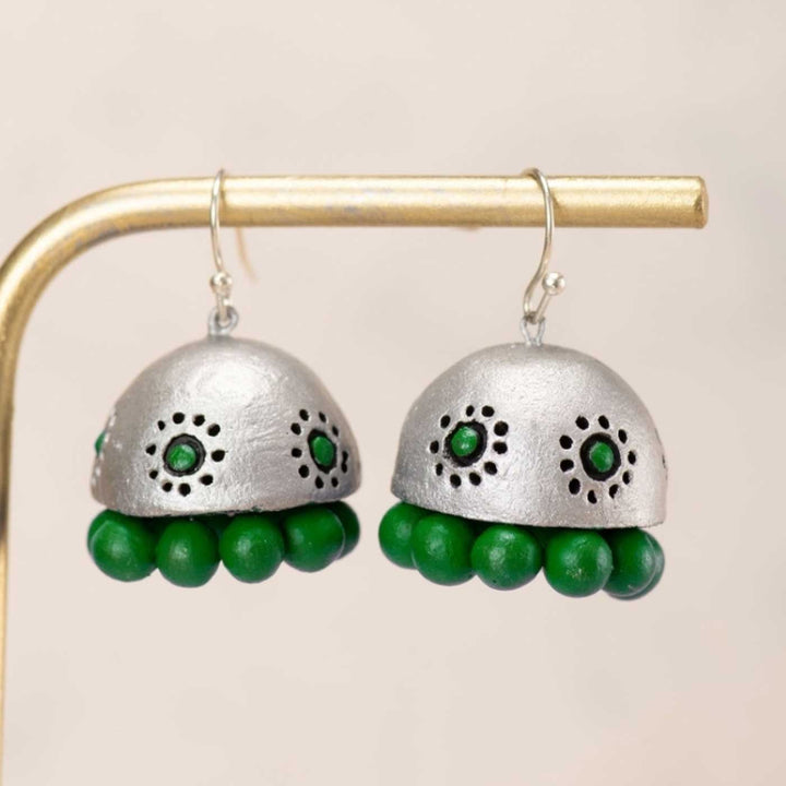 Handmade Classic Silver Dome Terracotta Earrings