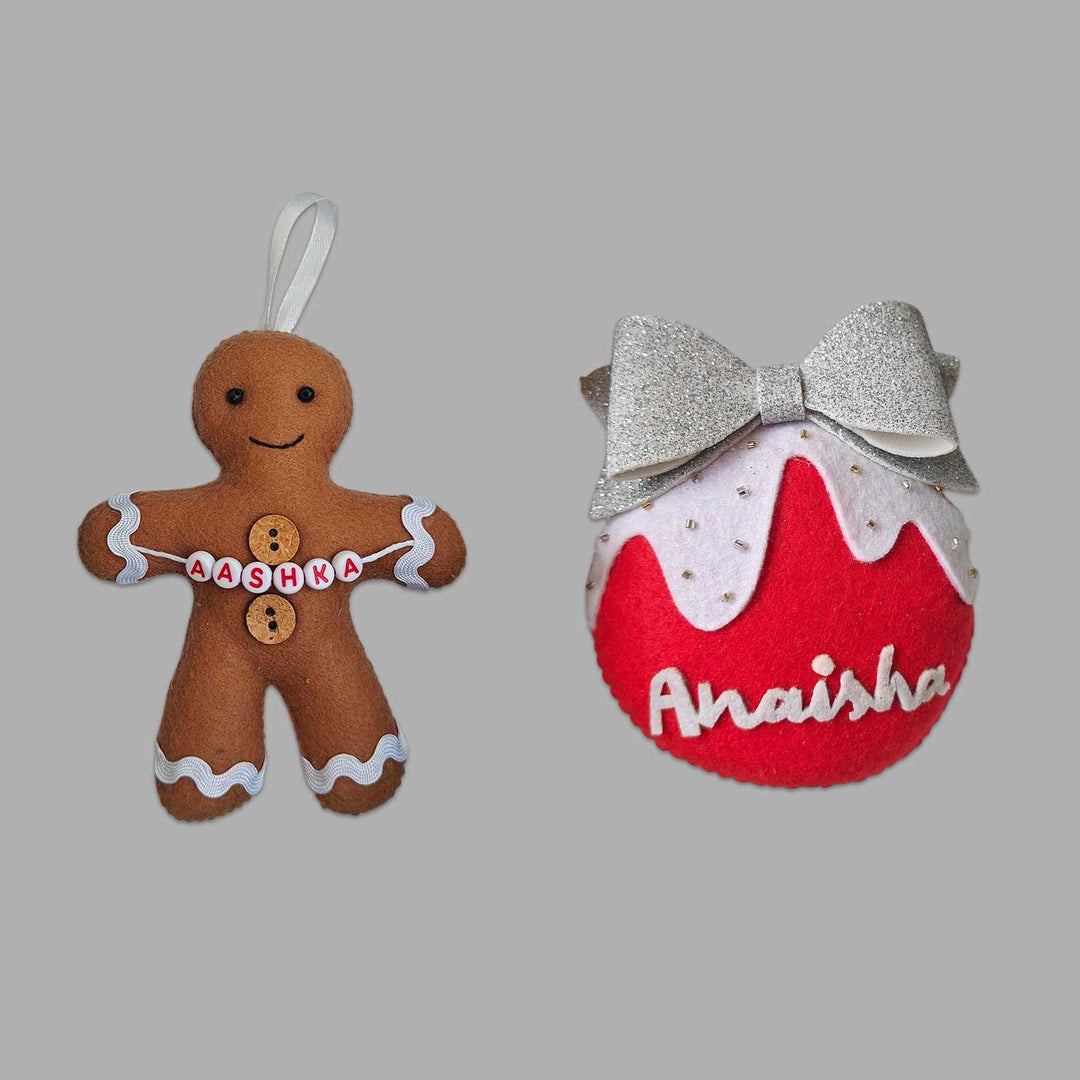 Personalized Felt Ornaments For Christmas Tree Decoration | Set Of 2