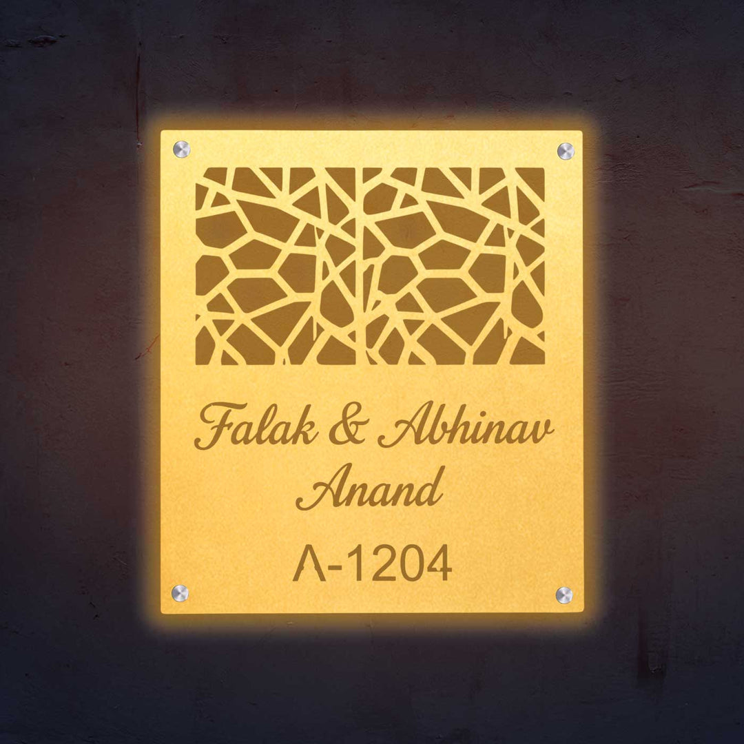Personalized Laser Cut Square Mesh Stainless Steel Name Plate