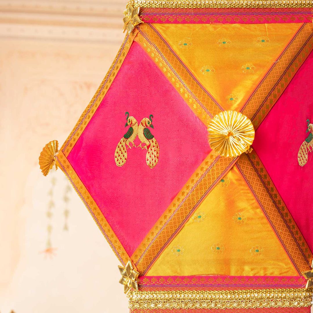 SIlk Handmade Decorative ⁠Krishna Mor Akash Kandil/Lantern