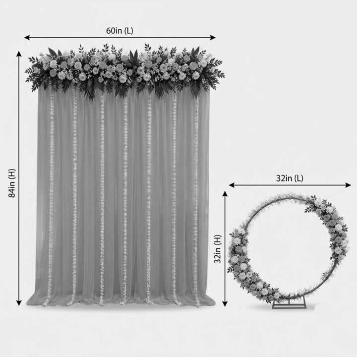 Foldable Gold Powder Coated Metal Rectangle Backdrop Frame And Circle Stand Combo