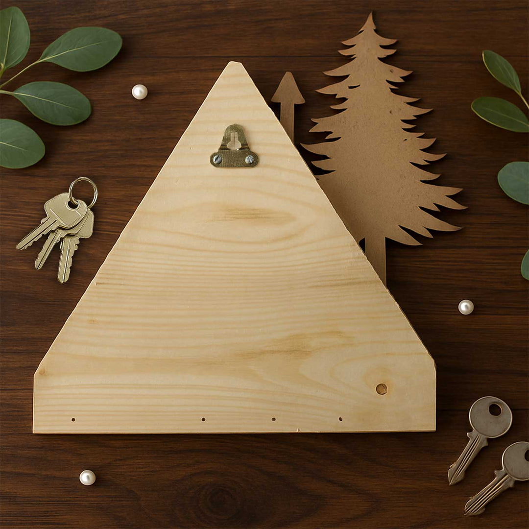 Hut And Tree Theme Wooden Key Holder | With 6 Hooks
