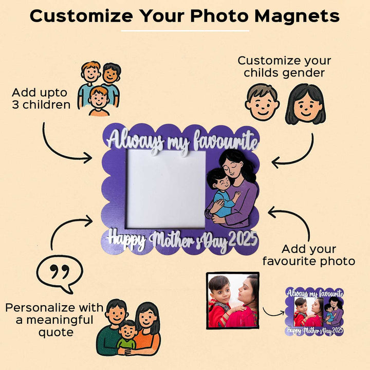 Photo Personalized Polaroid Theme MDF Wood Fridge Magnet For Mothers