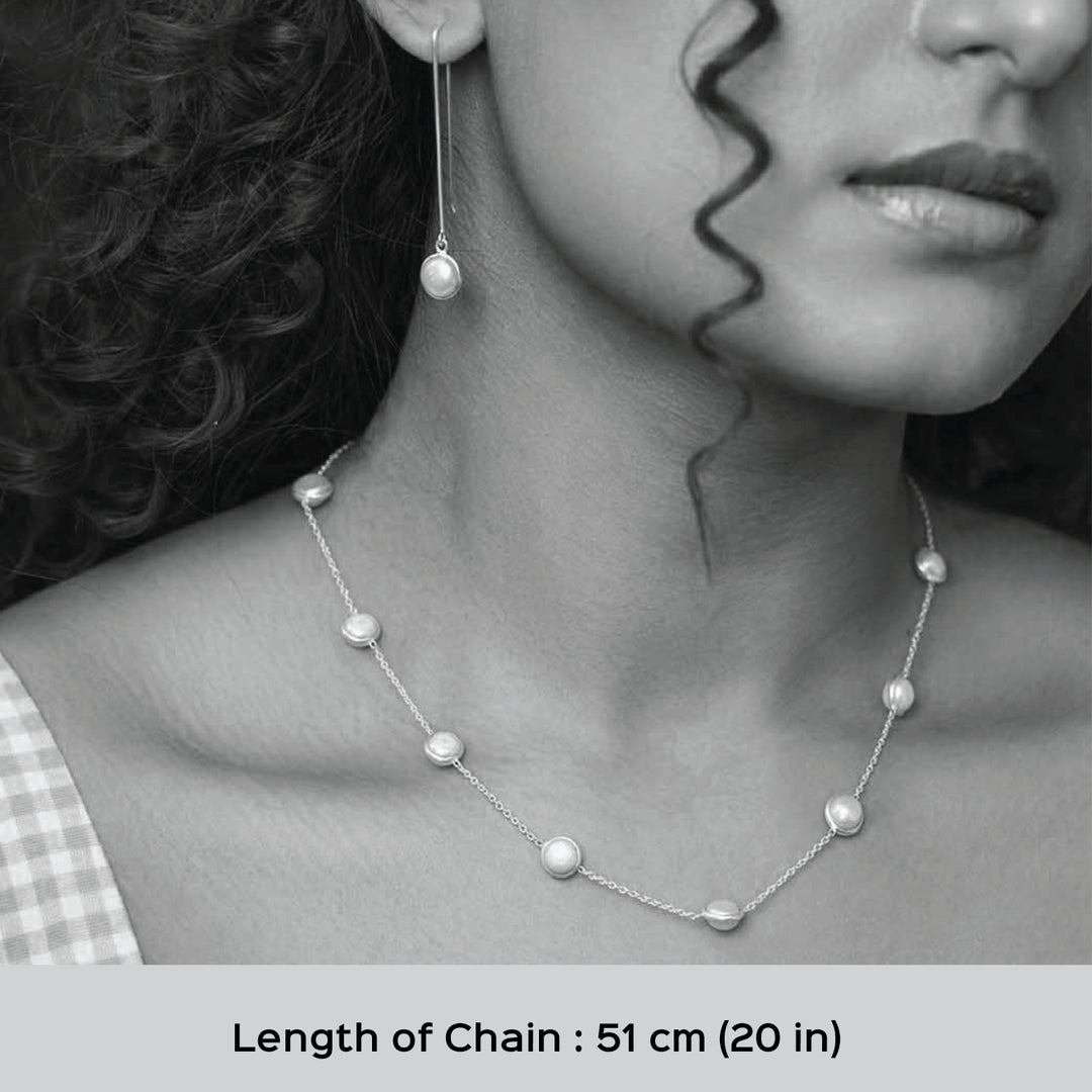 Handmade Minimalist Pearl Silver Necklace