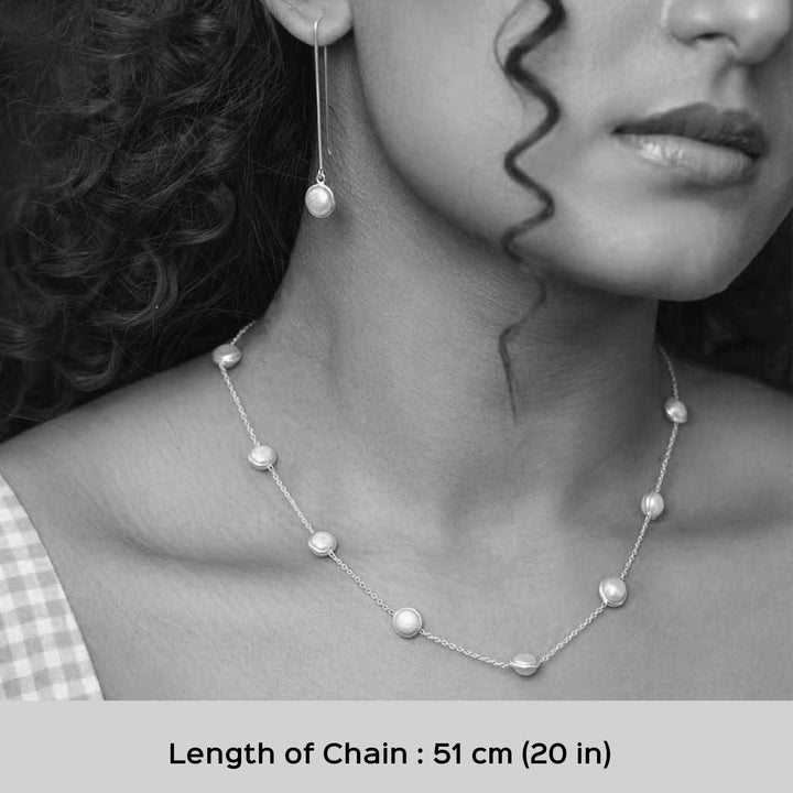 Handmade Minimalist Pearl Silver Necklace