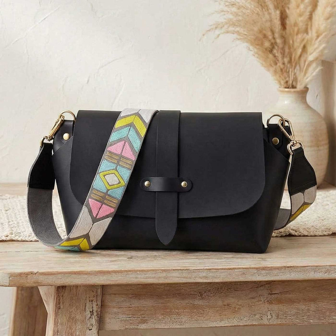 Handmade Solid Color Faux Leather Sling Bag With Changeable Strap