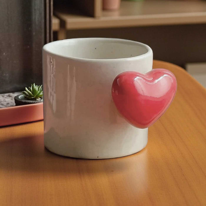 Handmade Fluffy Heart Ceramic Mug