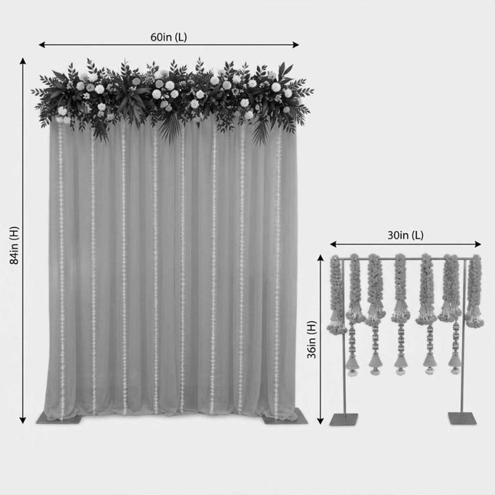 Foldable Gold Powder Coated Metal Rectangle Backdrop Frame And Pooja Stand Combo