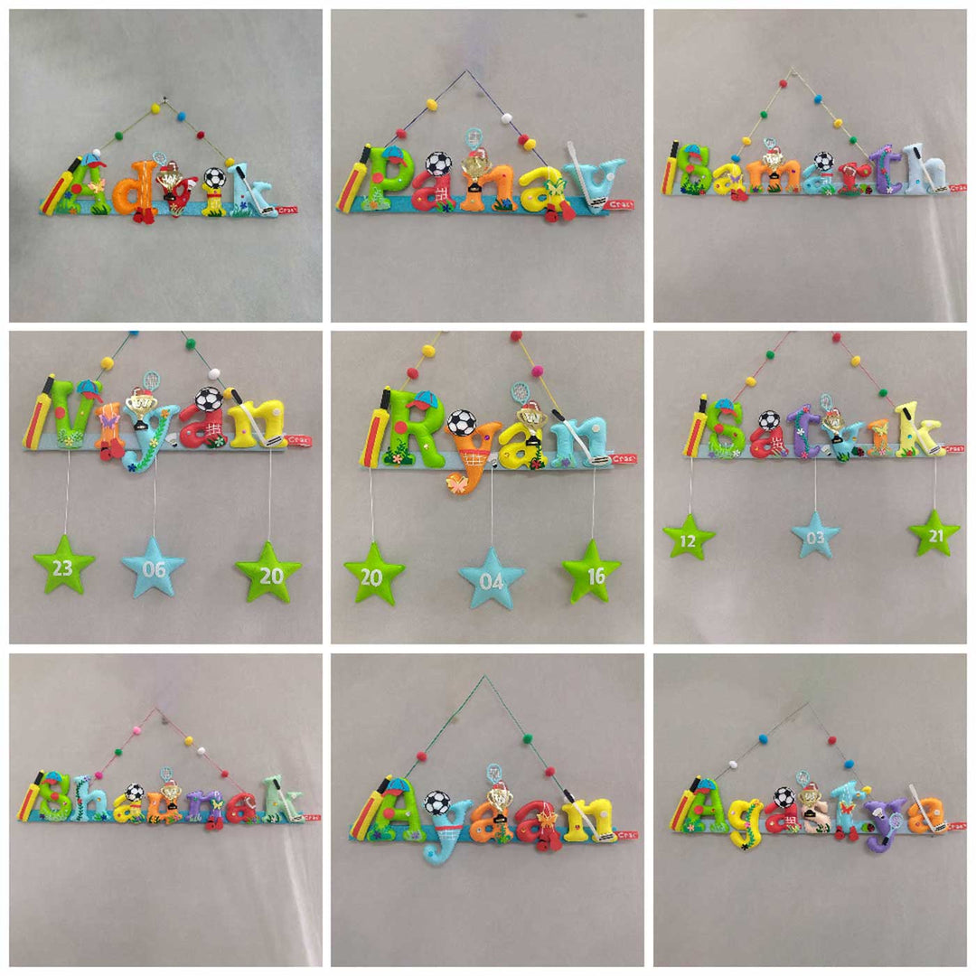 Handcrafted Personalized Sports Felt Nameplate for Kids